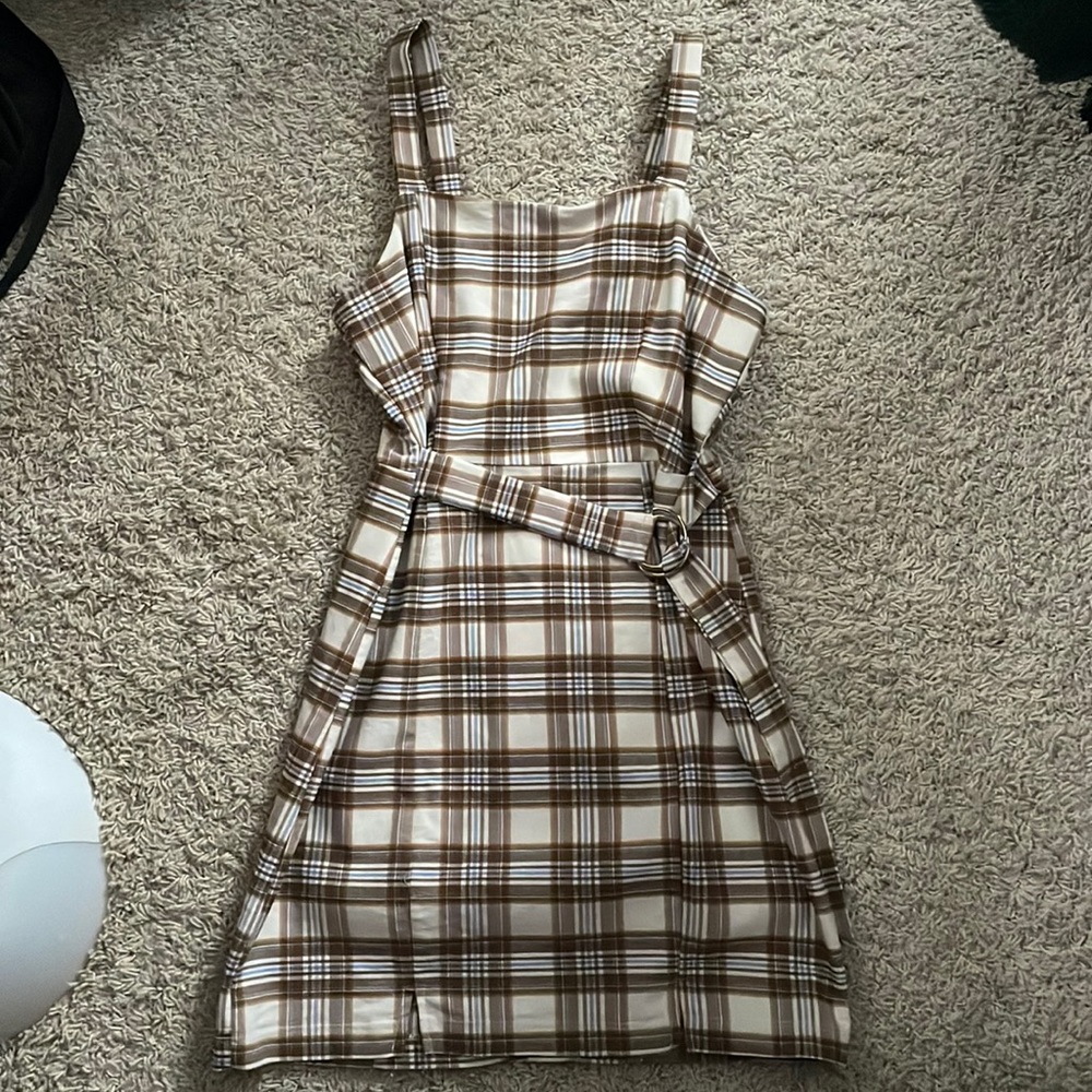 Patterned brown and tan Originality dress, size large